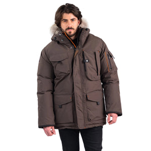 Outdoor Survival Canada OSC Men's Kanti -40 Down Parka in Steel Grey Front View | ScoutTech Outfitters