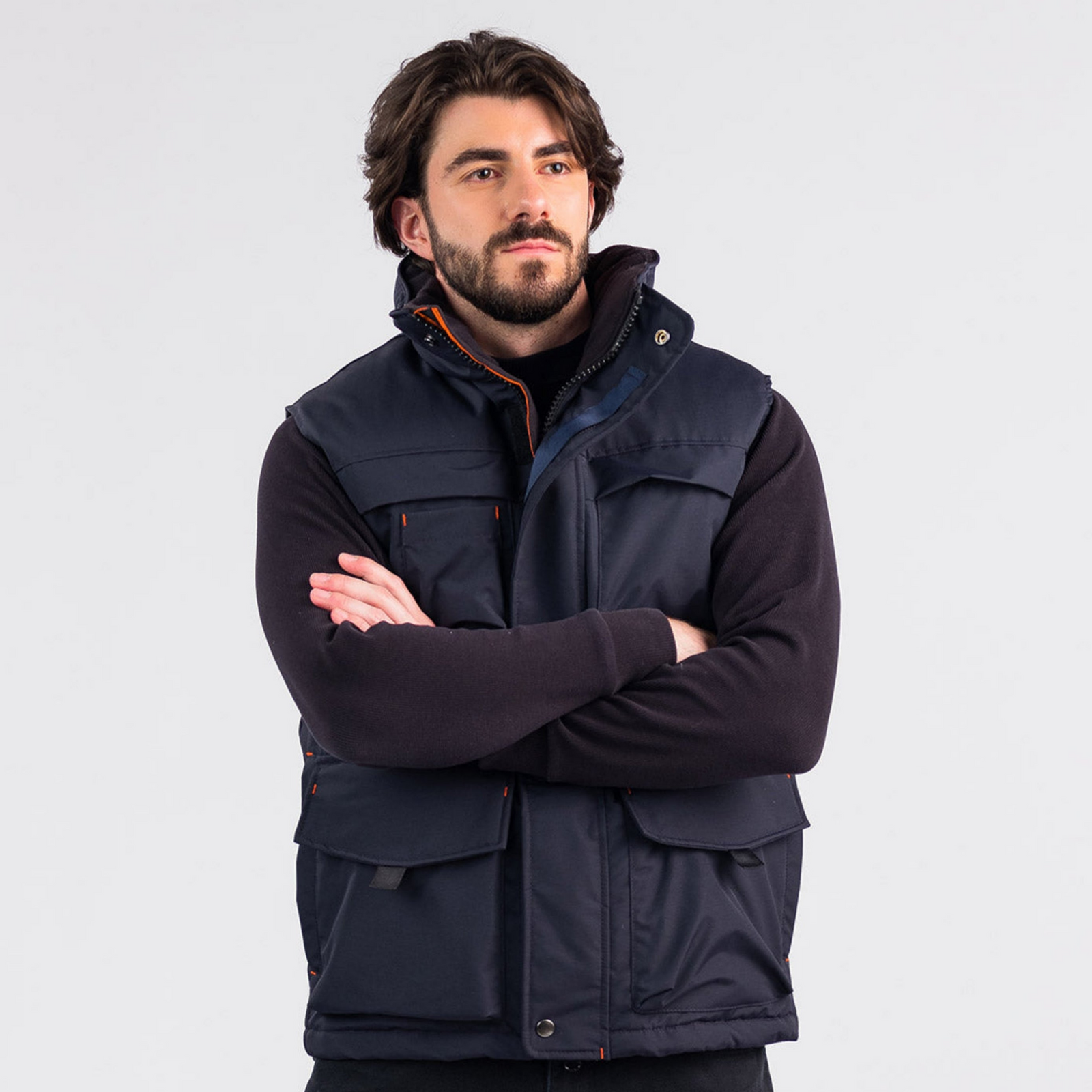 Outdoor Survival Canada OSC Men's Kayi -40 Down Vest in Cold Lake Blue Close up Front on Model | ScoutTech Outfitters