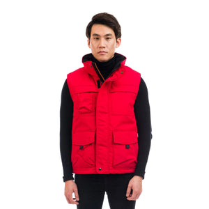Outdoor Survival Canada OSC Men's  Kayi -40 Down Vest in Red Alert on Model | ScoutTech Outfitters