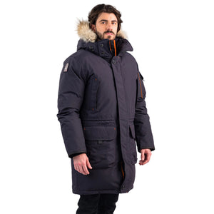 Outdoor Survival Canada OSC Men's Massak -40° Long Down Parka in Cold Lake Blue on Model Right View | ScoutTech Outfitters Mississauga Store