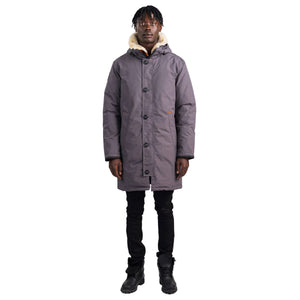 Outdoor Survival Canada OSC Men's Nevluk -20C Urban Shearling Down Parka in Charcoal Grey Front View | ScoutTech Outfitters