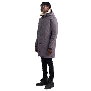 Outdoor Survival Canada OSC Men's Nevluk -20C Urban Shearling Down Parka in Charcoal Grey Left Side View | ScoutTech Outfitters