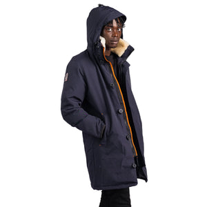 Outdoor Survival Canada OSC Men's Nevluk -20C Urban Shearling Down Parka in Cold Lake Blue Right Side View | ScoutTech Outfitters