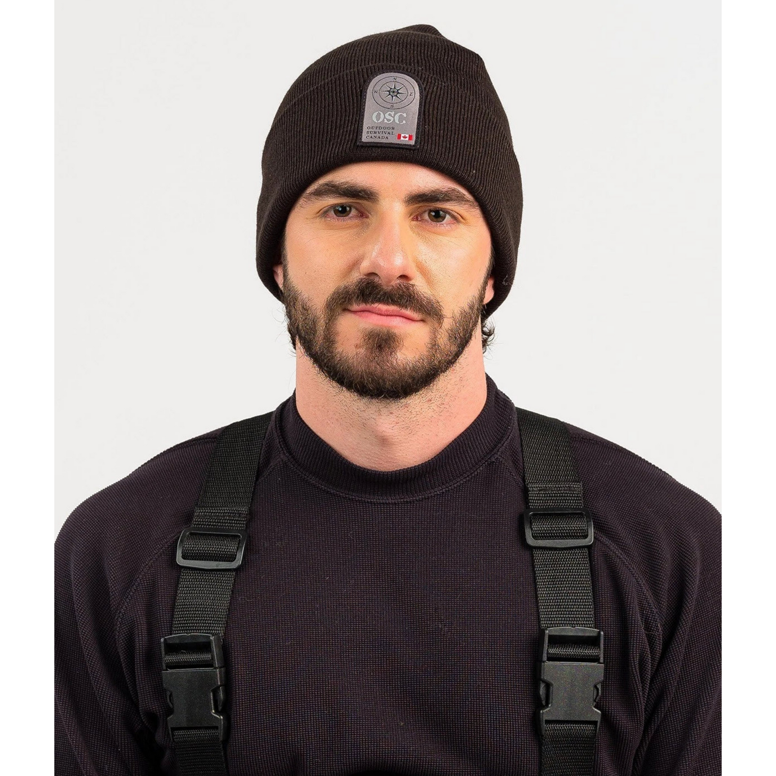 Outdoor Survival Canada OSC Unisex Aniyu Knit Beanies in Black Front Pose | ScoutTech Outfitters