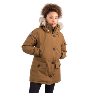 Outdoor Survival Canada OSC Women's Kasa -40 Down Parka Copper Creek on Model Showing Front | ScoutTech Outfitters 