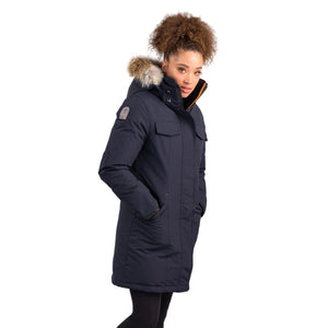 Outdoor Survival Canada OSC Women's Jaci -20C Down Parka on Model in Cold Lake Blue View of Right Shoulder | ScoutTech Outfitters Mississauga Store