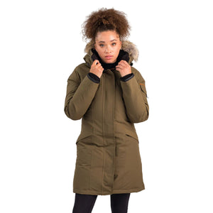 Outdoor Survival Canada OSC Women's Jaci -20C Down Parka on Model in Military Green Front View | ScoutTech Outfitters Mississauga Store