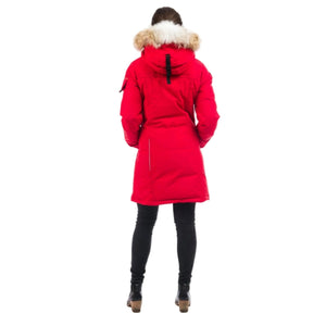 Outdoor Survival Canada OSC Women's Jaci -20C Down Parka on Model in Red Alert Back View | ScoutTech Outfitters