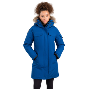 Outdoor Survival Canada OSC Women's Jaci -40C/F Down Parka on Model in Indigo Blue | ScoutTech Outfitters Mississauga Store