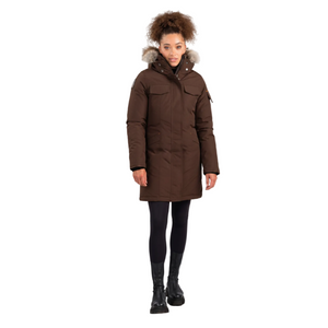 Outdoor Survival Canada OSC Women's Jaci -40 Down Parka on Model in Steel Grey Front View | ScoutTech Outfitters Mississauga Store