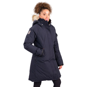 Outdoor Survival Canada OSC Women's Karima -40 Down Parka in Cold Lake Blue on a model showing Front View | ScoutTech Outfitters