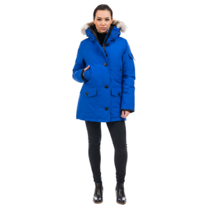 Outdoor Survival Canada OSC Women's Kasa -40 Down Parka in Arctic Blue on Model Forward Facing | ScoutTech Outfitters 