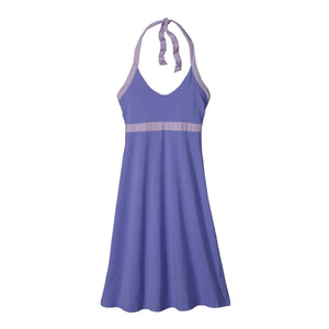 Patagonia Women's Iliana Organic Cotton Halter Tie Neck Dresses in Purple with Light Purple Accents Front View | ScoutTech Outfitters Mississauga Store
