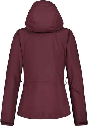 Rab Women's Kangri 3-Layer GORE-TEX Rain Shell Jackets in Burgundy Rear View | ScoutTech Outfitters