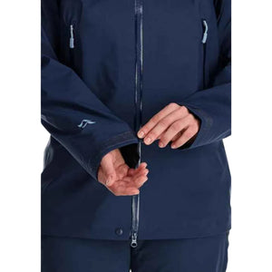 Rab Womens Kangri 3-Layer GORE-TEX Rain Shell Jackets in Deep Ink Blue Cuffs Close Up | ScoutTech Outfitters