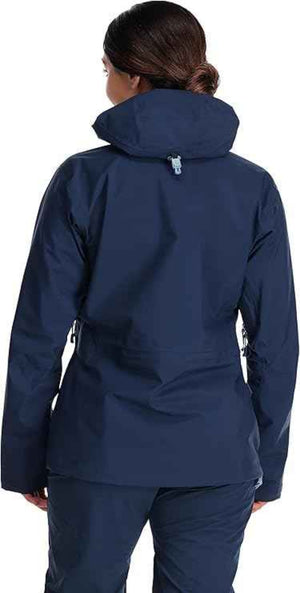 Rab Women's Kangri 3-Layer GORE-TEX Rain Shell Jackets in Deep Ink Blue Rear View | ScoutTech Outfitters