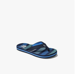 Reef Big Kids AHI Flip Flops in Deep Sea Blue with Navy Blue Straps Front View | ScoutTech Outfitters