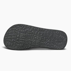 Reef Big Kid's AHI Flip Flops in Palm Fronds Black Tread Pattern View | ScoutTech Outfitters Mississauga