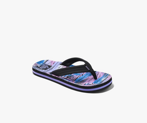 Reef Kid's AHI Flip Flops in Palm Fronds Front | ScoutTech Outfitters