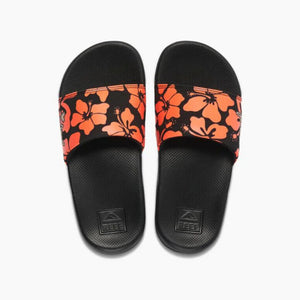 Reef Kid's One Slide Sandals Pair with Red Flower Print - ScoutTech Outfitters