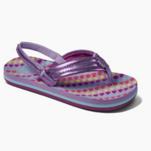 Reef Little Kids AHI Flip Flops in Purple Lavendar Print with Heel Strap | ScoutTech Outfitters Mississauga Store