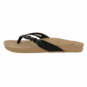 Reef Women's Cushion Court Twist Flip-Flop Sandals Side View with Black Straps | ScoutTech Outfitters Mississauga Store