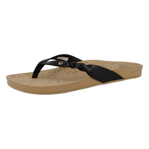 Reef Women's Cushion Court Twist Flip-Flop Sandals Black Straps | ScoutTech Outfitters Mississauga Store