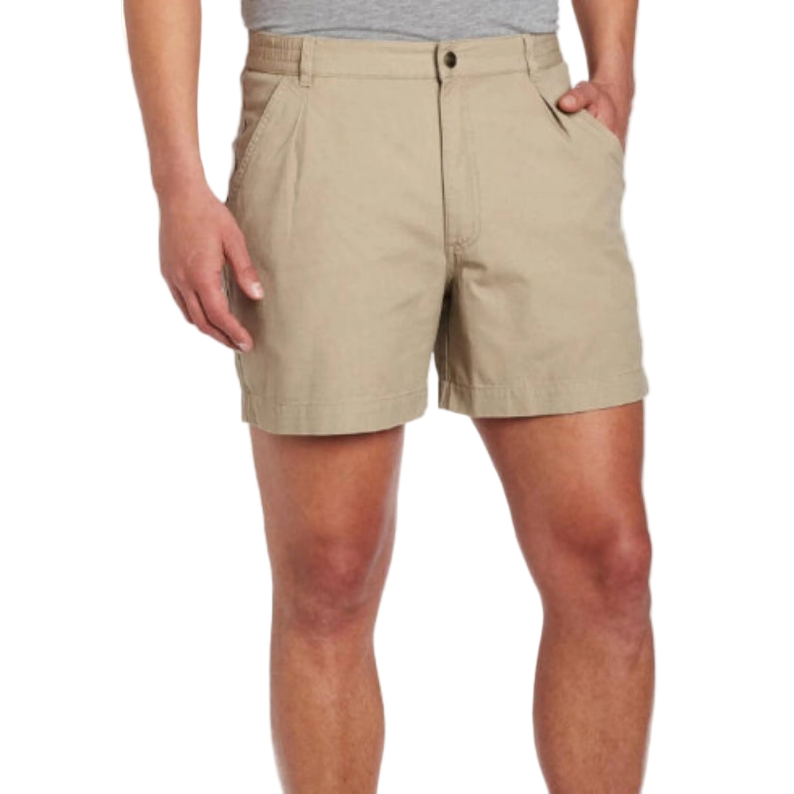 Royal Robbins Men's Classic Billy Goat Chino Shorts in Khaki on model  front side | ScoutTech Outfitters Mississauga Store