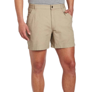 Royal Robbins Men's Classic Billy Goat Chino Shorts in Khaki on model  front side | ScoutTech Outfitters Mississauga Store