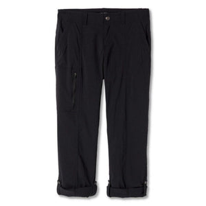 Royal Robbins Women's Discovery III Pants Size 18 US in Black with Ankle Cuffs Rolled up into a Capris - ScoutTech Outfitters