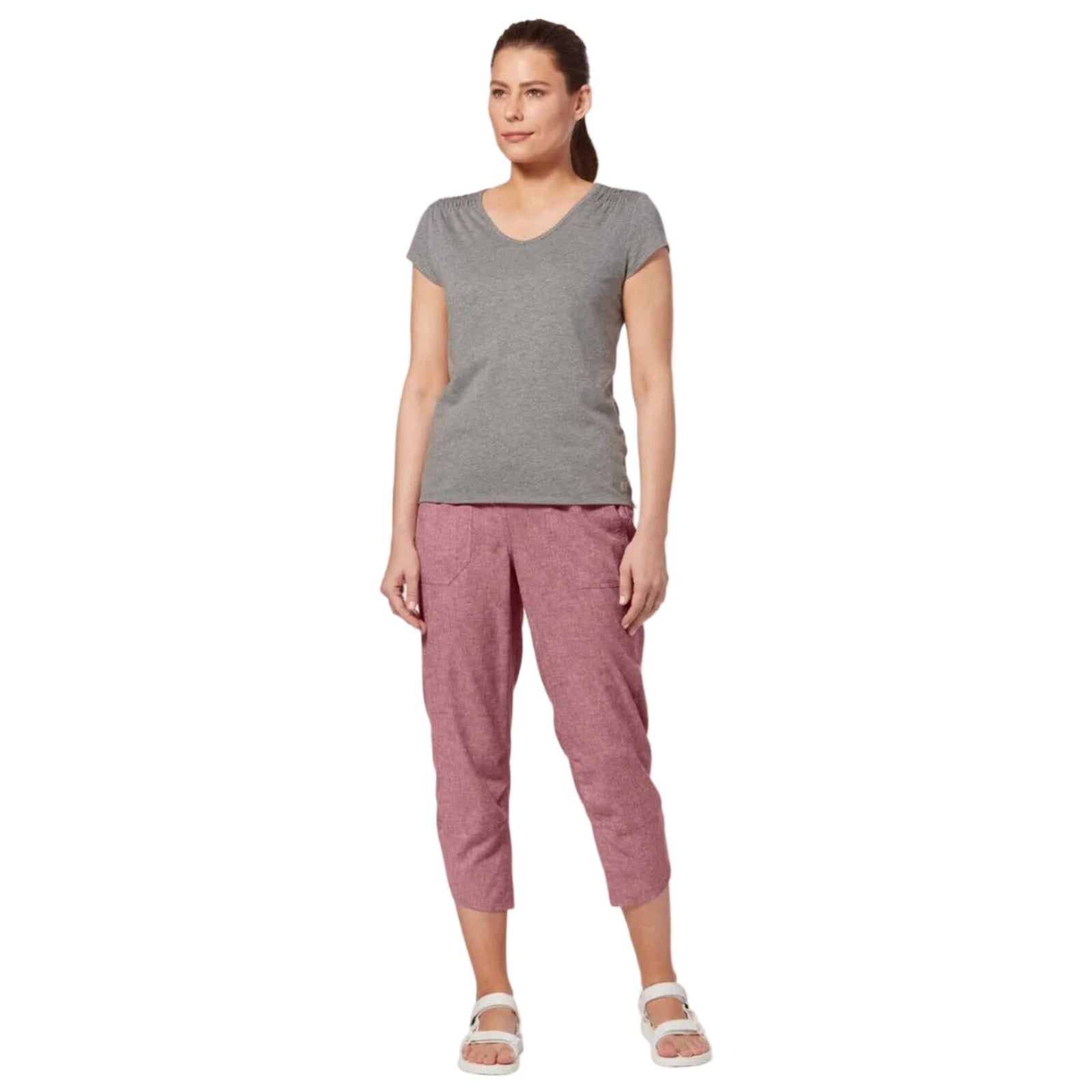 Royal Robbins Women's Slub Canvas Capri Outdoor Pants in Rose Blush, Size 8 | ScoutTech Outfitters Mississauga Store