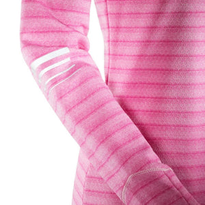 Salomon Women's Lightning Half Zip Active Fleece Mid Pullovers Pink Mist Right Sleeve View with Reflectors showing Advanced Skin Logo and Inside Wicking Material | ScoutTech Mississauga Store