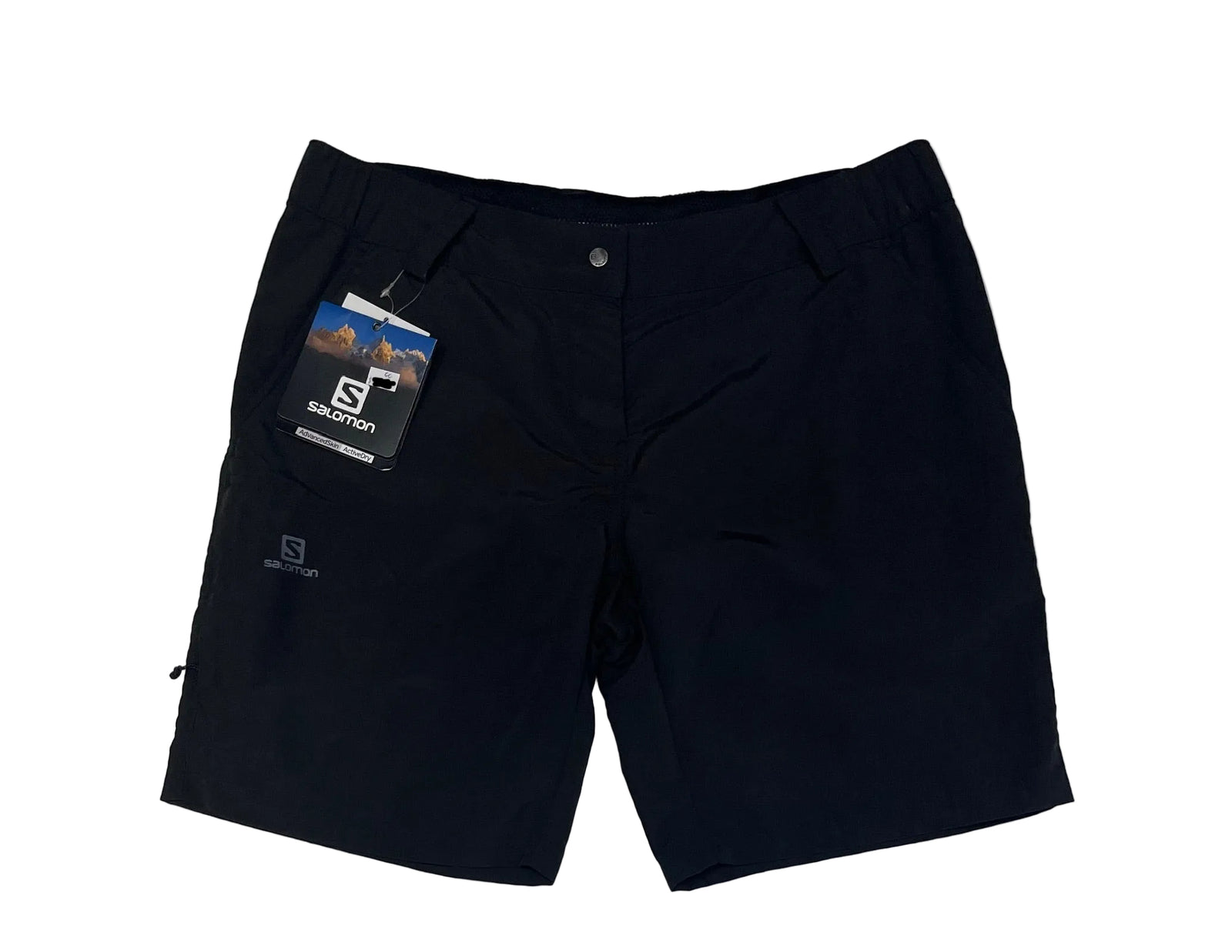 Salomon Women's Elemental Hiking Shorts in Black Front View with Tags | ScoutTech Outfitters Mississauga Store