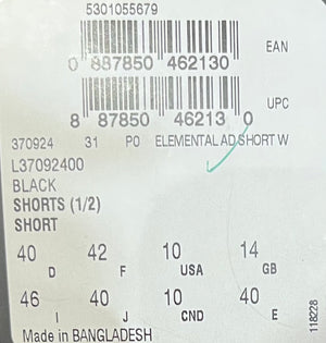 Salomon Women's Elemental Hiking Shorts in Black Retail Tags View | ScoutTech Outfitters 