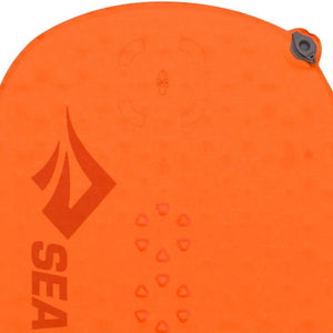 Sea to Summit UltraLight S.I. Self-Inflating Sleeping Mattress in Orange Showing Close Up of Upper Half | ScoutTech Outfitters Mississauga Store