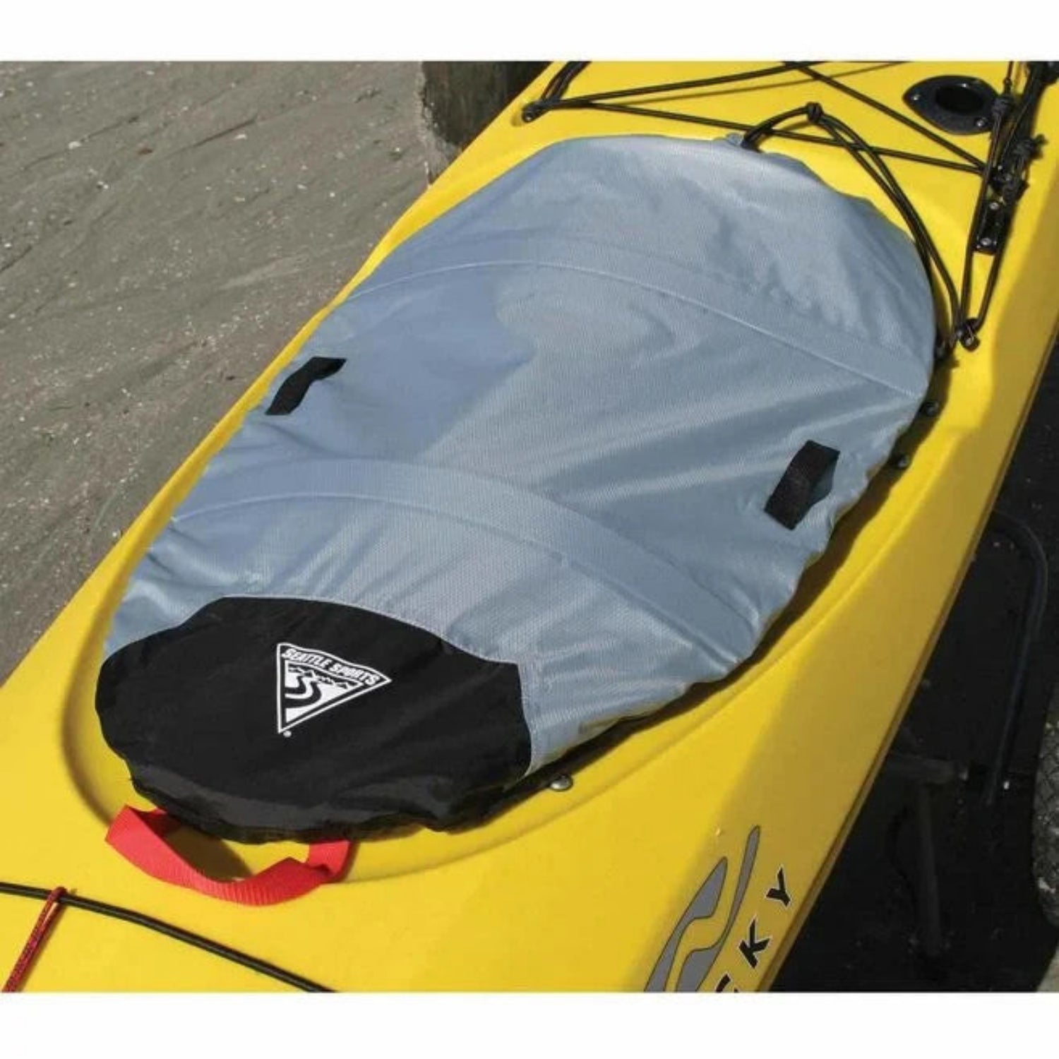Seattle Sports Kayak Cockpit Cover Size 3XL Made in USA in Grey with Logo on Black Space at Rear | ScoutTech Outfitters Mississauga Store