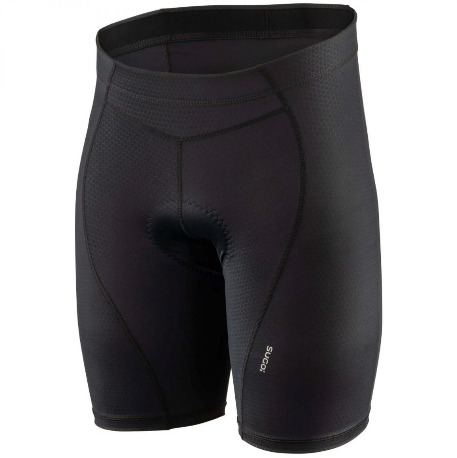 Sugoi Men's Essence Shorts Padded Cycling Tights in Black Front with Padding View | ScoutTech Outfitters 