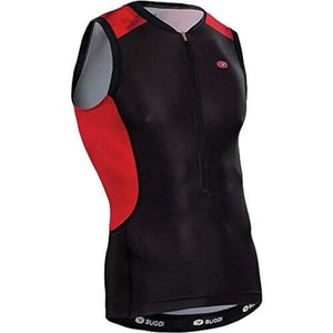 Sugoi Men's RS Tri Tank Tops in Red and Black with Half Zip and Elastic Waist | ScoutTech Outfitters