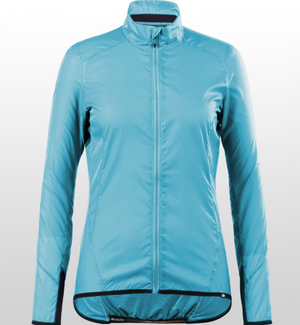 Sugoi Women's Stash Wind and Rain Cycling Jackets in Light Blue Front View | ScoutTech Outfitters Mississauga Store