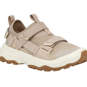 Teva Women's Outflow Universal Water Shoes with Mesh and Adjustable Velcro Straps in Sand Color Toe Angle | ScoutTech Mississauga Store