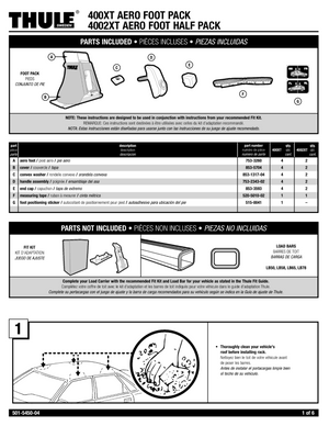 Thule Aero Foot Pack 400 XT Instruction Manual Page 1 | ScoutTech Outfitters Mississauga Store
