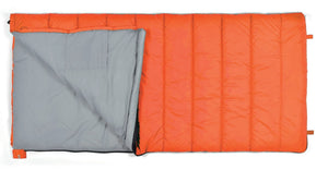 Trailside Tadpole Junior 2 Rectangle Kids Sleeping Bag in Orange Showing 2 Hanging Tabs and 2-way Zipper | ScoutTech Outfitters Mississauga Store