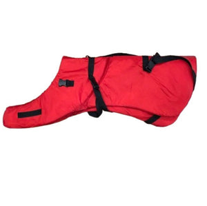 Trekk Marine Dog Canine Flotation Support Jacket Devices in Red Folded Side View showing Hook and Loop and Adjustable Straps | ScoutTech Outfitters Mississauga Store