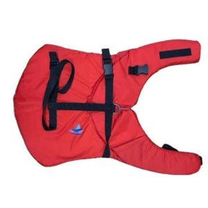 Trekk Marine Dog Canine Flotation Support Jacket Devices in Red Outside View Laying Flat | ScoutTech Outfitters