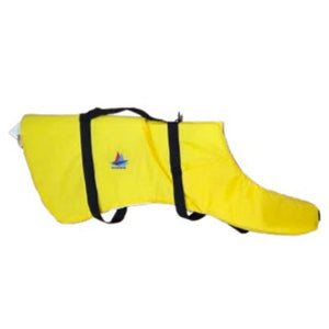 Trekk Marine Dog Canine Flotation Support Jacket Devices in Yellow Side View with Logo Straps and Handles | ScoutTech Outfitters