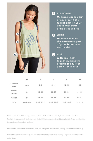 United By Blue Women's Shirts Sizing Chart | ScoutTech Outfitters