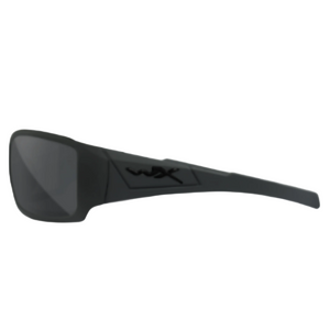 Wiley X Twisted Sunglasses Alternative Fit with Captivate Polarized Grey Lenses Size View Showing WX Logo on Frame | ScoutTech Outfitters Mississauga Store