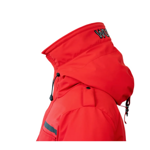 Wuxly Sabertooth II Unisex Vegan Expedition Parka in Red Side Hood View | ScoutTech Mississauga Store