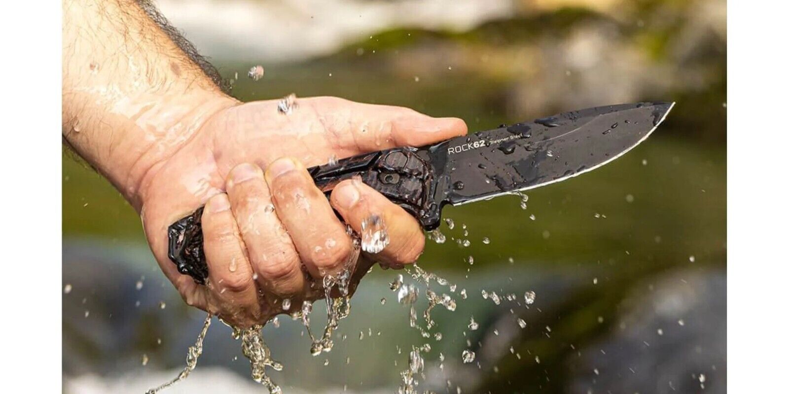 WOOX Rock 62 Mil-Spec Knife, Black Blade with XGRIP Handle - ScoutTech