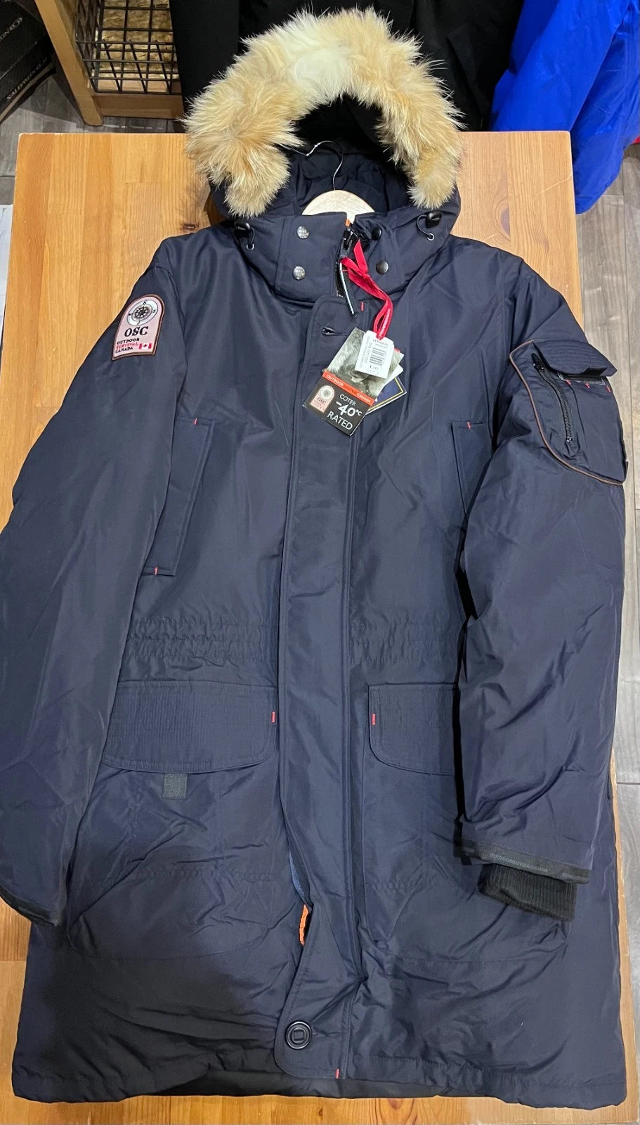 Outdoor Survival Canada Men's Massak -40°C/F Down Parka - Large, Cold Lake Blue - ON DISPLAY